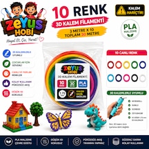 Zeyus Filament 10 Renk 3 Metre 3d Kalem Filamenti