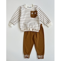 Küçük Dino Çizgili Erkek Bebek İkili Takım - Tarçın Tarçın