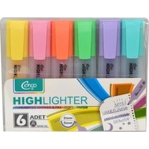 Cengo 6lı Fosforlu Kalem Pastel Renkler Cgo-122 Çok Renkli