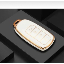 Chery Tiggo 8 Pro Omoda 5 Anahtar Kılıfı Beyaz/gold Lüx