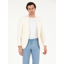 Cacharel Beyaz Slim Fit Yün Keten Karışımlı Ceket