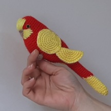 Amigurumi Örgü Oyuncak Muhabbet Kuşu Sarı Kırmızı Galatasaray
