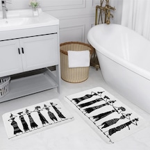 Rovigo Home Baskılı Kaymaz Taban 2 Li Banyo Paspas Takım Rvg5123-100X60-60X50 Çok Renkli
