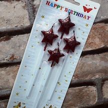 4 Adet Kırmızı Yıldız Pasta Mumu Yıldız Doğum Günü Pasta Mumu Kırmızı Pasta Mumu Yıldız Mum Red Candle Renkli
