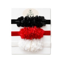 3'lü Bebek Bandana Seti Lazer Çiçek Kırmızıs-siyah-beyaz Kırmızıs-siyah-beyaz