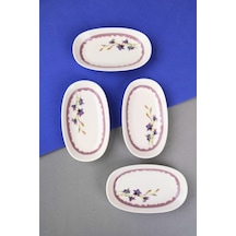 Tabak Evi Porselen Morden Oval Kayık Tabak 15x8,5x2cm 4 Parça Çok Renkli