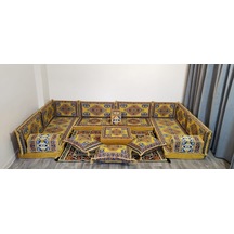 Coton Şark Köşesi Şirine Desenli Minder Takımı 19 Parça Sarı