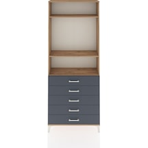 Arges Dolap 3 Raflı 5 Çekmeceli 88x30x221 Çam-antrasit Atlas Çam