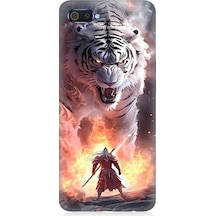 Realme C2 Uyumlu Beyaz Kaplan Ve Samuray Desenli Silikon Kılıf