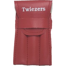 Twiezers Twzset3221 Deri Çantalı 3'lü Paslanmaz Çelik Cımbız Seti - Kırmızı/kırmızı