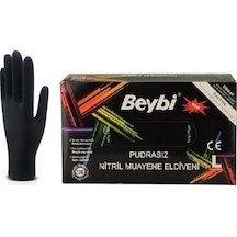 Beybi Pudrasız Nitril Siyah Muayene Eldiveni Large 100'lü