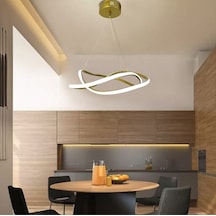 Dalga Modern Sarkıt Led Avize - Salon - Oturma Odası - Mutfak Avizesi - - Kumandasız / Gold Gold