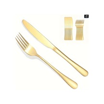 Gateesat 24 Parça Altın Çatal Bıçak Seti 12 Yemek Bıçağı 12 Çatal Ev Restoran Otel Altın