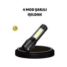 4 Mod Şarjlı Işıldak Ultra Güçlü Cree Led Su Geçirmez Alüminyum Gövde Diğer