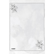 A5 Çiçek Bloknot Çizgisiz Defter - 50 Yaprak - Memopad - Notepad - Not Defteri - Not Kağıdı Gri Gri