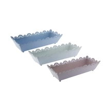 Mutluadim 12X31Cm Metal Tepsi Saksı Dikdörtgen Sepet
