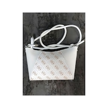 Names Bag Kadın Lüks Tasarım Monogram Desenli Çapraz Askılı Baget Çanta El Ve Omuz Çantası Beyaz