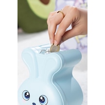 Porsima 041-2 Pvc Anahtarlı Kilitli Gülenyüz Kumbara Mavi 12,5x15,5cm