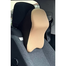 Araç Boyun Yastığı Ortopedik Kahve Rengi Kumaş