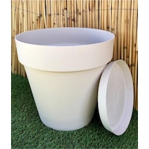 Yalı Saksı 23 Lt 1 Adet Krem Saksı Renkli Saksı Plastik Saksı Çiçek Saksısı Tabaklı Saksı