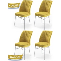 Canisa Concept Flex Serisi 4 Adet Hardal Renk /gürgen Ayaklı 1.sınıf Sandalye / Beyaz Gürgen Ayaklı Hardal