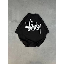 Baskılı Unisex Günlük Stil Siyah Gece Modu Temalı Oversize Tişört
