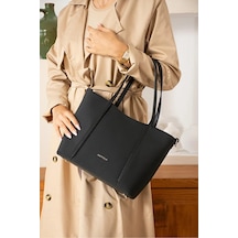 Just Polo Kadın Günlük Kullanıma Uygun Büyük Boy Ayarlanabilir Askılı Lüks El & Omuz Çantası Shoulder Bag Siyah