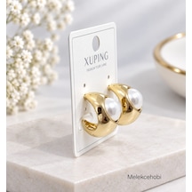 Melekcehobi Kadın Gold Incili Vintage Bombeli Küpe - Xuping Vıp Serisi Altın Kaplama Incili Küpe
