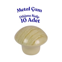 10 Adet Metal Yuvarlak Ahşap Desen Düğme Kulp - Çocuk Odası, Mutfak Dolap İçin Modern Çekmece Kulbu Çam Çam