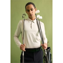 Defacto Standart Fit Polo Yaka Sporcu Uzun Kollu Polo Tişört F7611ax26sper14 Ekru-er14
