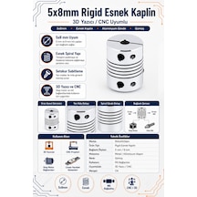 5x8mm Rigid Esnek Kaplin - 3d Yazıcı/cnc Uyumlu