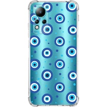 Prinrify İnfinix Note 11 Uyumlu Nazar Boncuğu 1 Baskılı Şeffaf Köşe Korumalı Antişok Kılıf