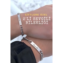 Takı Dükkanı Sevgili Çift Bilekliği Kişiye Özel Paslanmaz Çelik Bileklik 2 Adet Scb45 Metalik