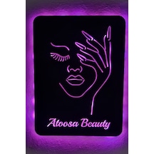 Led Işıklı Kişiselleştirilebilir Kadın Temalı Tablo Biana Dekoratif Gece Lambası Pembe - 737240857 Pembe