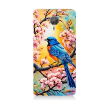 General Mobile Gm5 Plus Uyumlu Pembe Dallarda Mavi Kuş Desenli Silikon Kılıf Çok Renkli