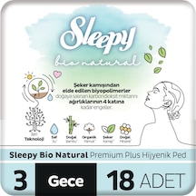 Sleepy Bio Natural Premium Plus Hijyenik Ped Gece 18 Adet Ped