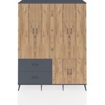 Hyperion Gardrop 5 Raflı 2 Çekmeceli 2 Askılı 176x44x221 Antrasit-çam/antrasit Çam/antrasit