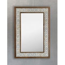 Tr Oscar Stone Decor Masif Çerçeveli Mozaik Taş Ayna 43 Cm X 63 Cm Seramik Desenli Dresuar Aynası Diğer