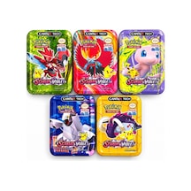 Cantex Tech Pokemon Scarlet & Violet Metal Kutu Karışık Gönderilir 5 Kutu 200-250 Kart Booster V-max - V-star - Standart Kart