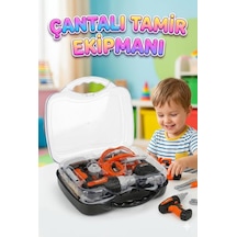 16 Parça Pilli Matkaplı Toz Maskeli Ve Gözlüklü Eğitici Oyuncak Tamir Ekipman Seti