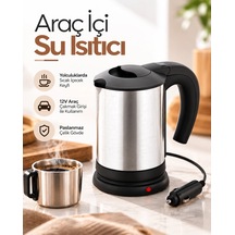 Zenvia 12v Araç Çakmak Girişli Paslanmaz Çelik Araç İçi Su Isıtıcı Seyahat Tipi Kettle Znv2026