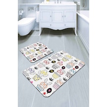 Renkli Kaktüslü Desen Banyo Halısı Klozet Paspas Seti Bs248n11 Çok Renkli