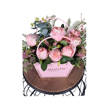 Yapay Çiçek Sitesi Yapay Çiçekli Romantic Çantalı Aranjman Model 9 Pembe