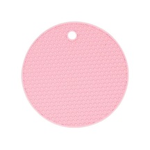 Pembe Yuvarlak Yalıtım Silikon Mat Kaymaz Isıya Dayanıklı Anti-haşlanma Petek Mikrodalga Fırın Mat Pot Tutucu Kalınlaşmak Bardak Pembe