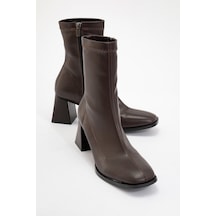 Luvishoes Luvi Shoes Plesa Koyu Kahverengi Kadın Kalın Topuklu Bot Koyu Kahverengi