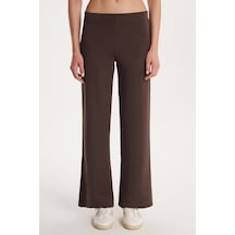Tudors Kadın Relax Fit Rahat Kesim Lastikli Geniş Paça Modal Kahverengi Pantolon-34303 Kahverengi