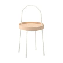 Kulplu Sehpa Beyaz Renk IKEA 38 cm Metal-Taşınabilir Sehpa