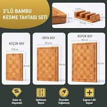 Daisy 3 Lü Bambu Kesme Tahtası Seti Büyük Orta Küçük Boy Et Sebze Sunum & Servis Tahtası 25 X 35