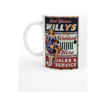 Willys Jeep Pin-up Servis Temalı Retro Kupa Renkli