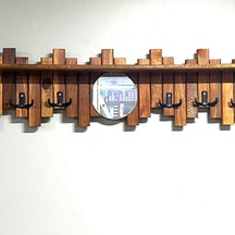 Ahşap Duvar Ve Kapı Askısı Pormanto Askı Elbise Çanta Askısı Aynalı Model 6 Askılı Raflı Meşe